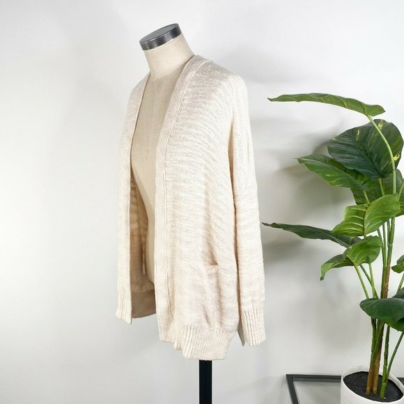 Anthropologie Womens Open Front Dolman Cardigan Sweater Small Cream V Back Neck - Picture 3 of 9